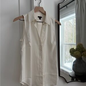 Ann Taylor Cream Sleeveless Blouse